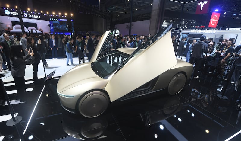 The audience visited Tesla Cyber autonomous electric vehicle at the 8th CIIE in Shanghai, China on November 6, 2025.