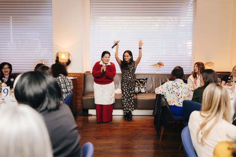 Zarna Garg and her daughter, Zoya, at the Power100 luncheon at Marea in New York City.
