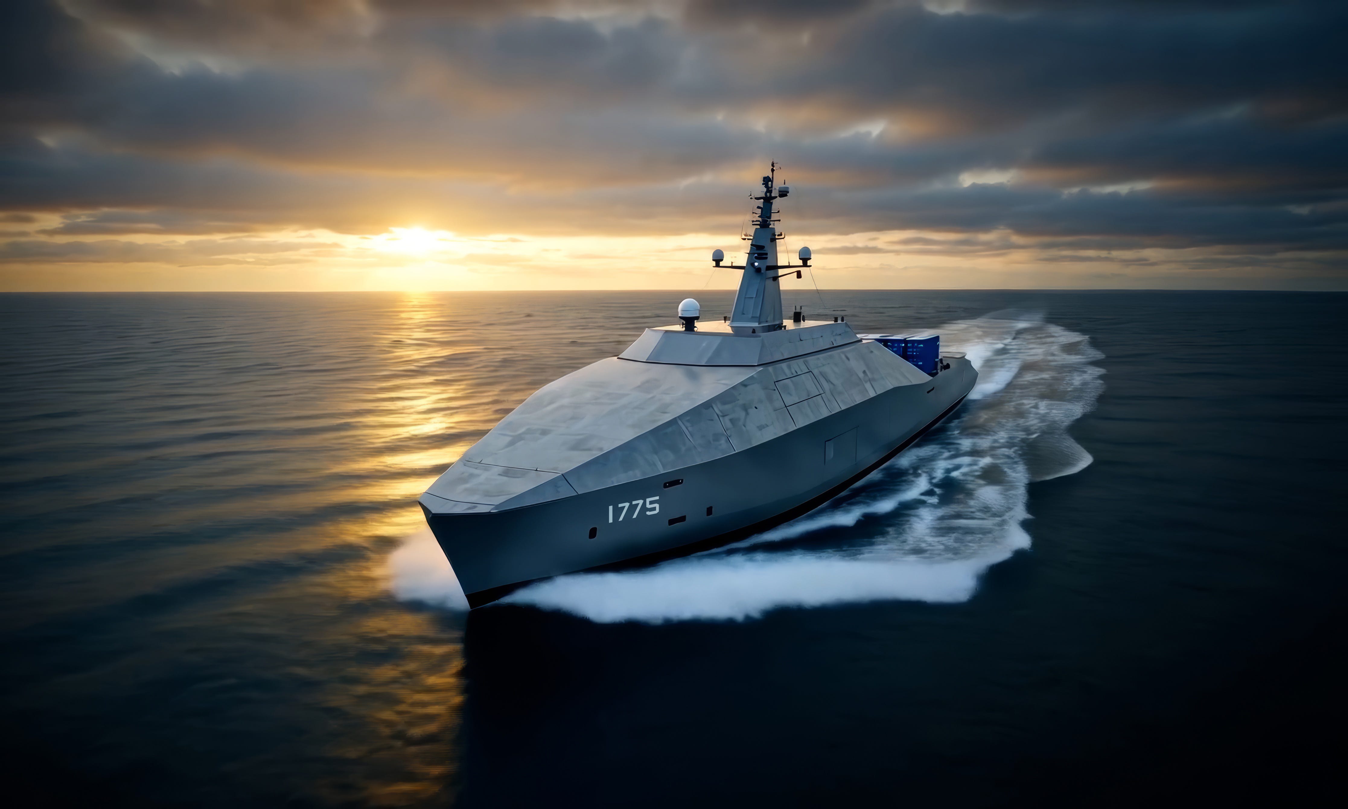 A rendering of an uncrewed vessel built by Blue Water Autonomy.