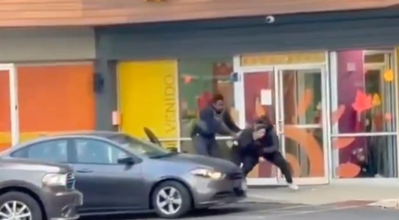 Diana Santillana Galeano is detained outside of Rayito de Sol Spanish Immersion Early Learning Center.