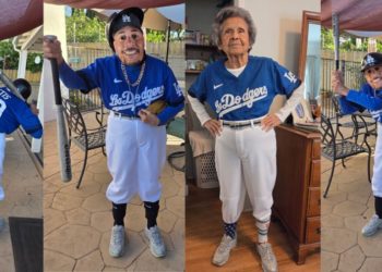 At 99, Boyle Heights native finally falls for the Dodgers — and Mookie Betts