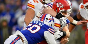 Bills keep Patrick Mahomes from throwing TD pass for first time in over year, Josh Allen scores 3 TDs in win