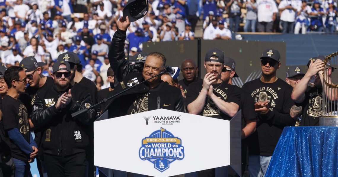 Dodgers celebrate repeat World Series title with another downtown parade, stadium rally