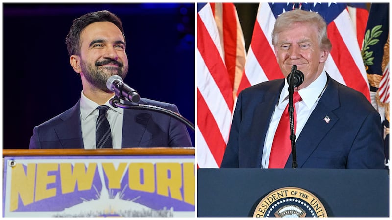 Collage of Zohran Mamdani and Donald Trump.