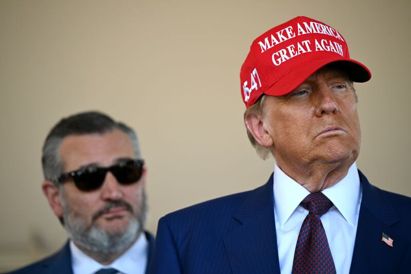 U.S. President-elect Donald Trump and Sen. Ted Cruz (R-TX) attend the launch of the sixth test flight of the SpaceX Starship rocket on November 19, 2024 in Brownsville, Texas.