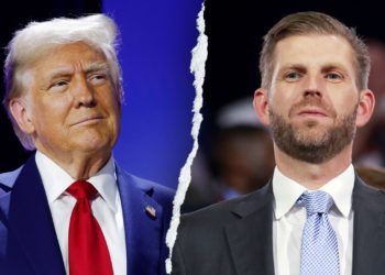 Eric Trump calls his father live on stage during Turning Point event