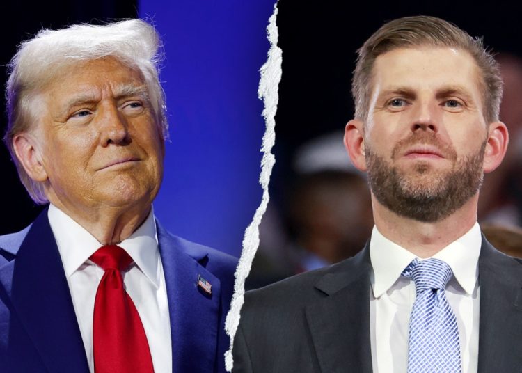 Eric Trump calls his father live on stage during Turning Point event