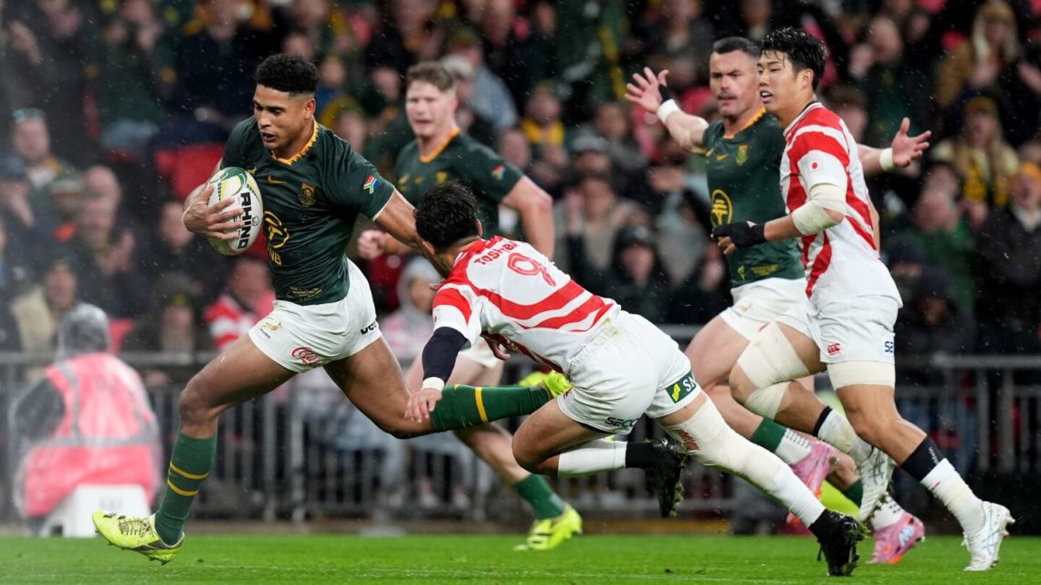 Feinberg-Mngomezulu’s solo tries shine as nine-try Springboks rout Japan