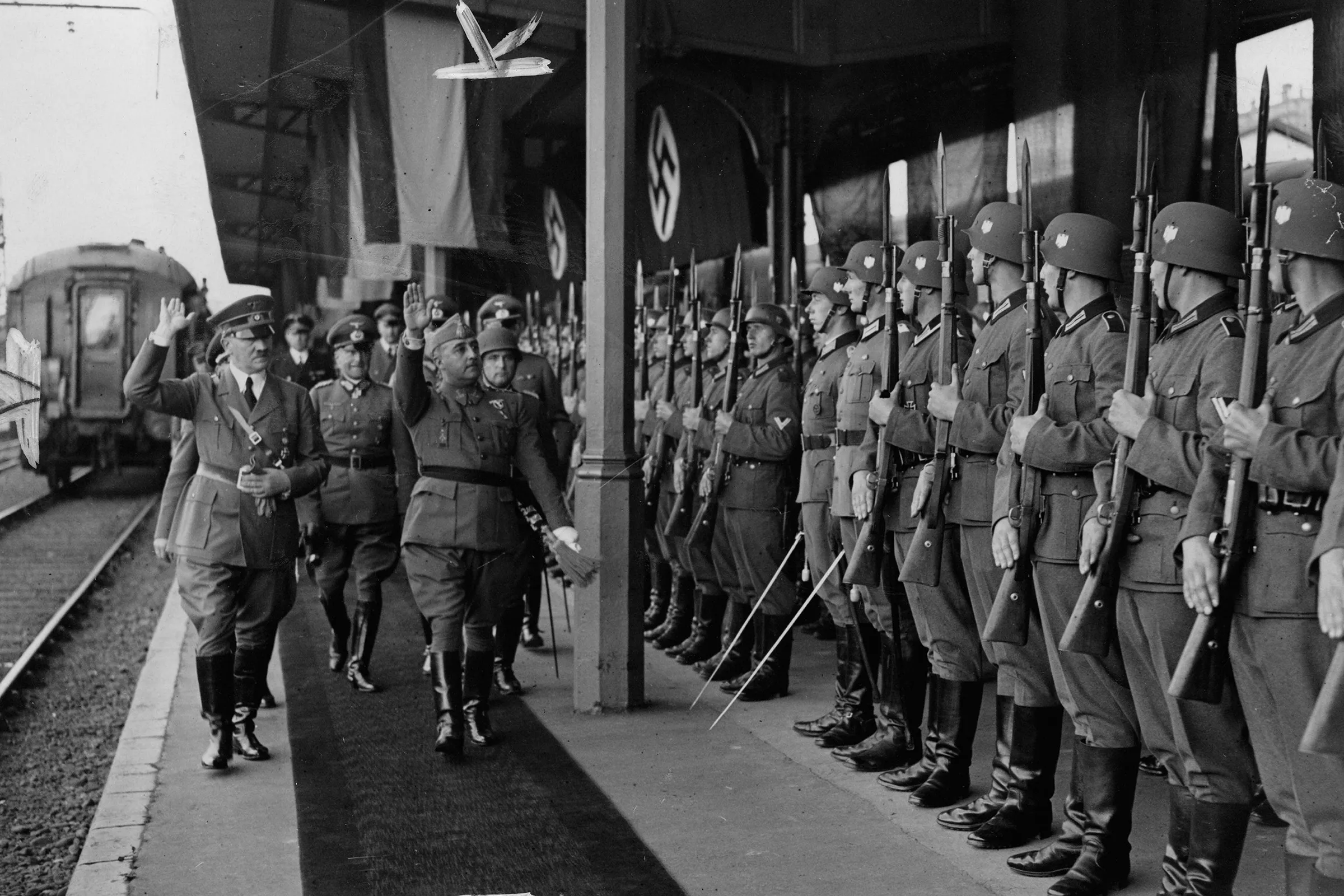 Adolf Hitler (first from the left) and Francisco Franco