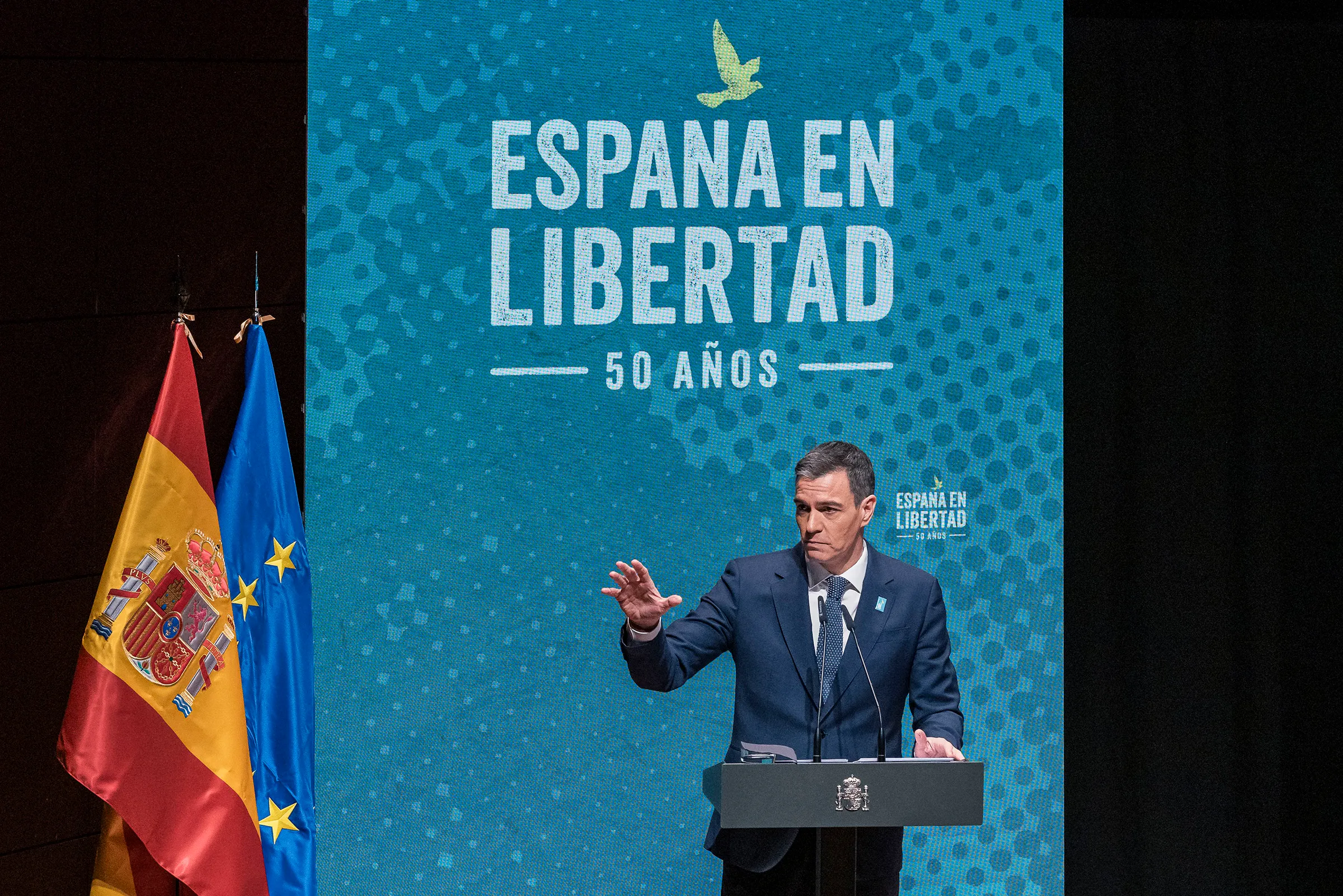 Spanish Prime Minister Pedro Sanchez gives the inaugural
