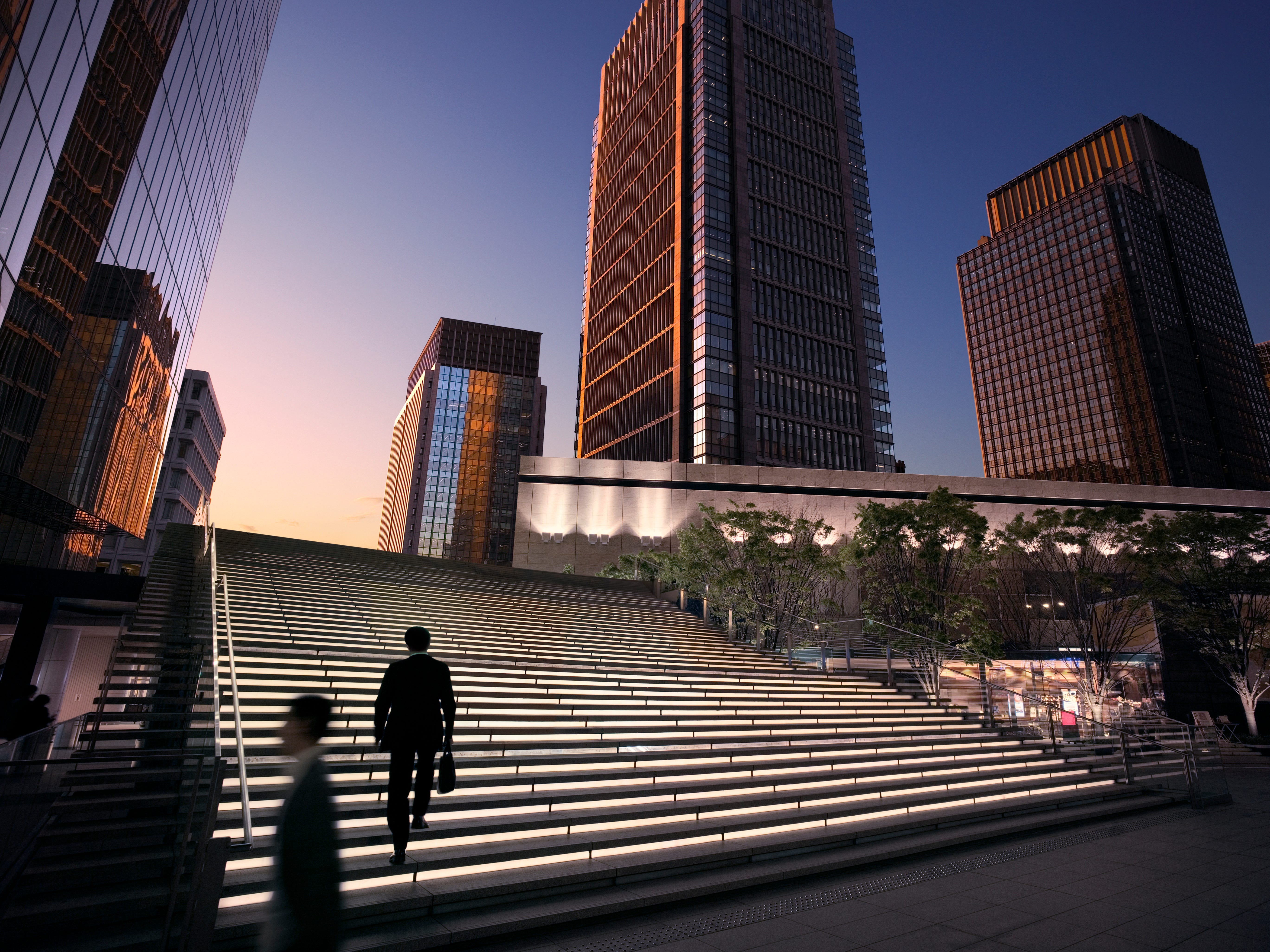 Person walking up office