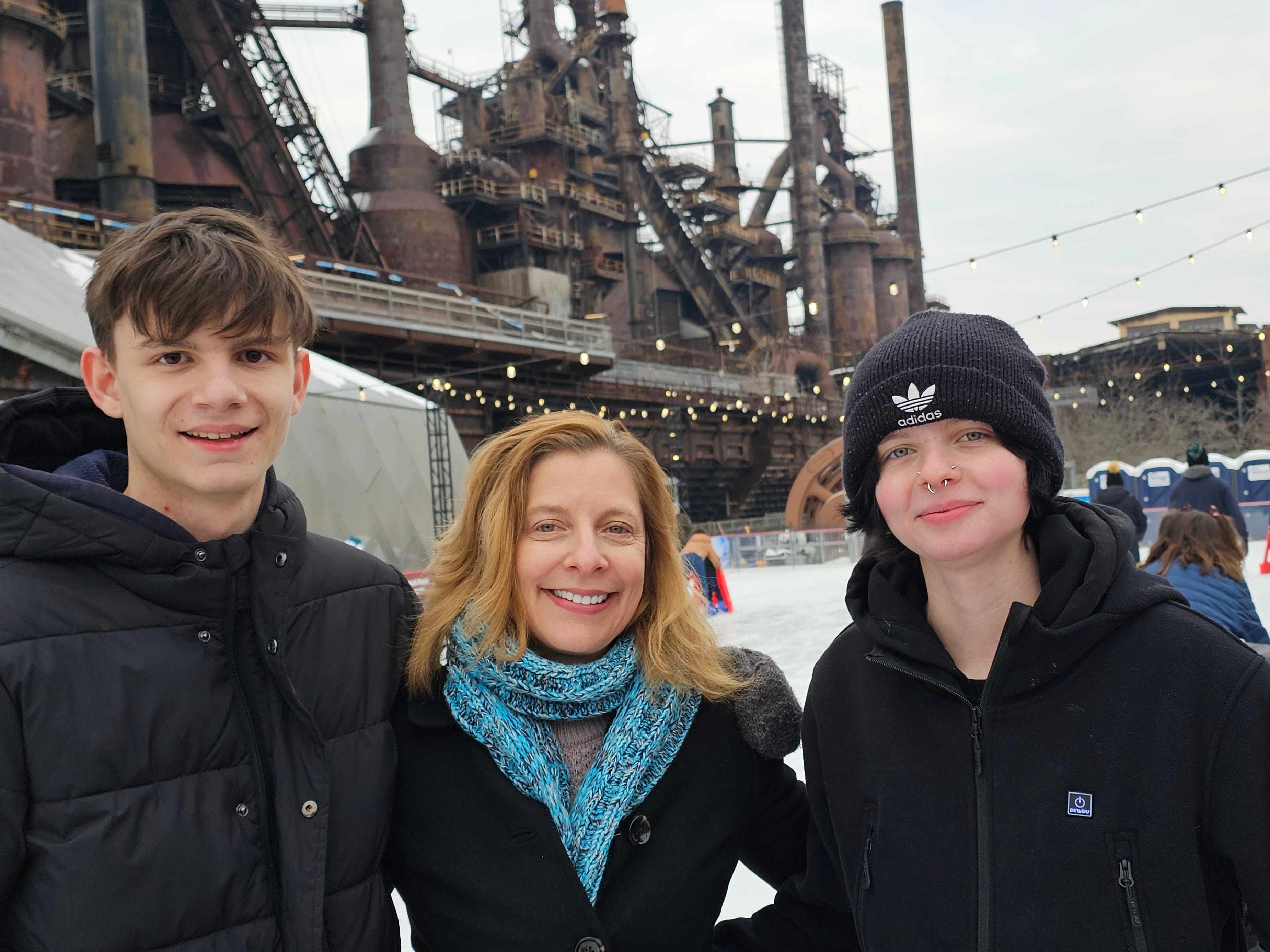 The author with her two kids during Christmas 2024.