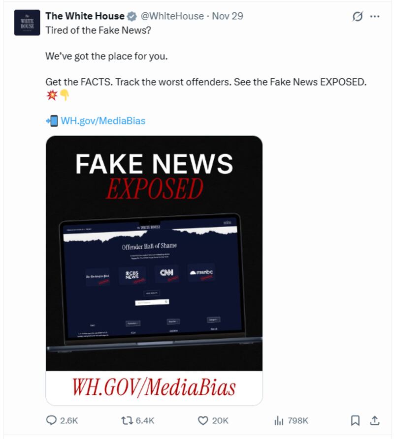 The White House Media Bias website.