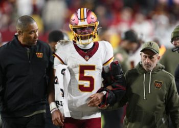 Jayden Daniels dislocated elbow during blowout loss. Fans wonder why star QB was still in game