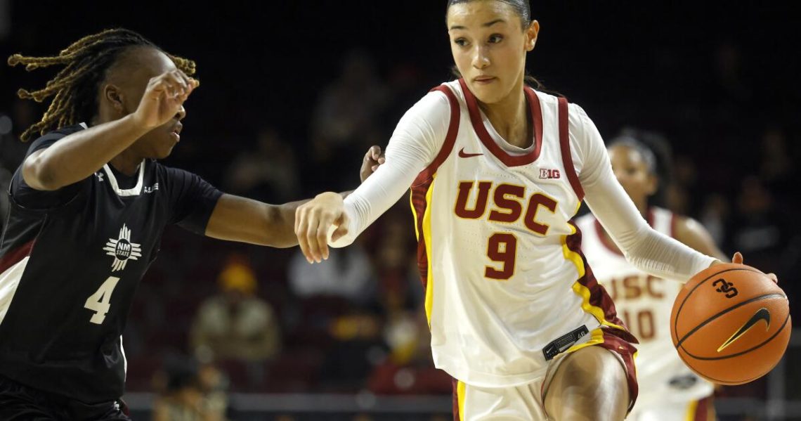Jazzy Davidson has strong debut as USC women rout New Mexico State