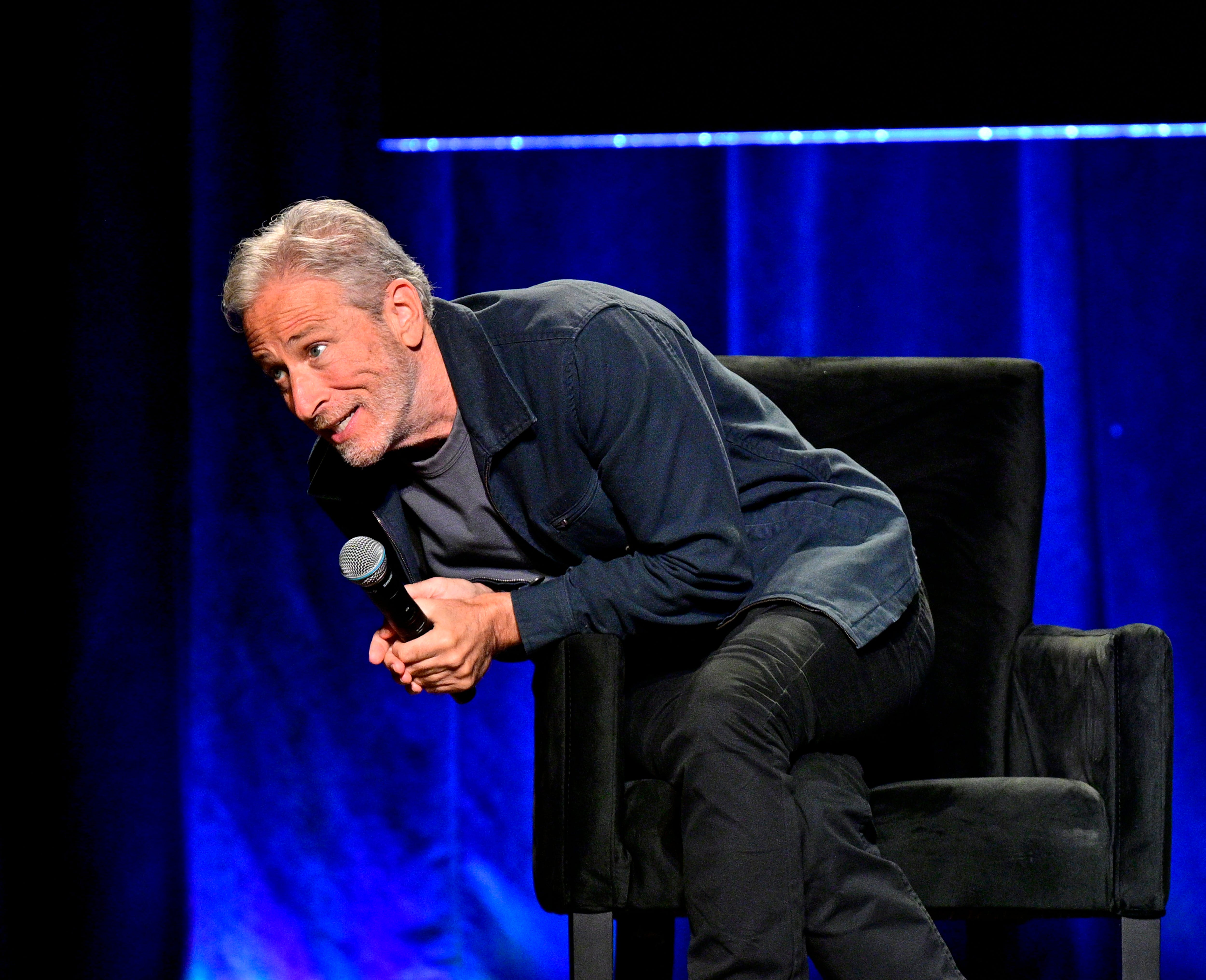 Jon Stewart onstage at a New Yorker conference, October 2025