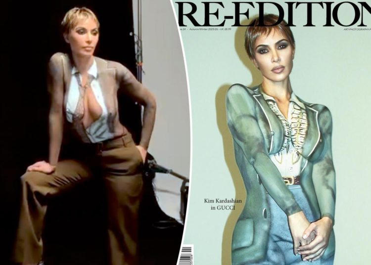 Kim Kardashian wears nothing but body paint on the cover of Re-Edition Magazine