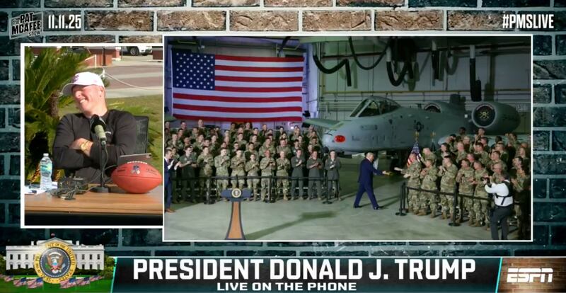 McAfee laughed along with Trump during the 22-minute interview.