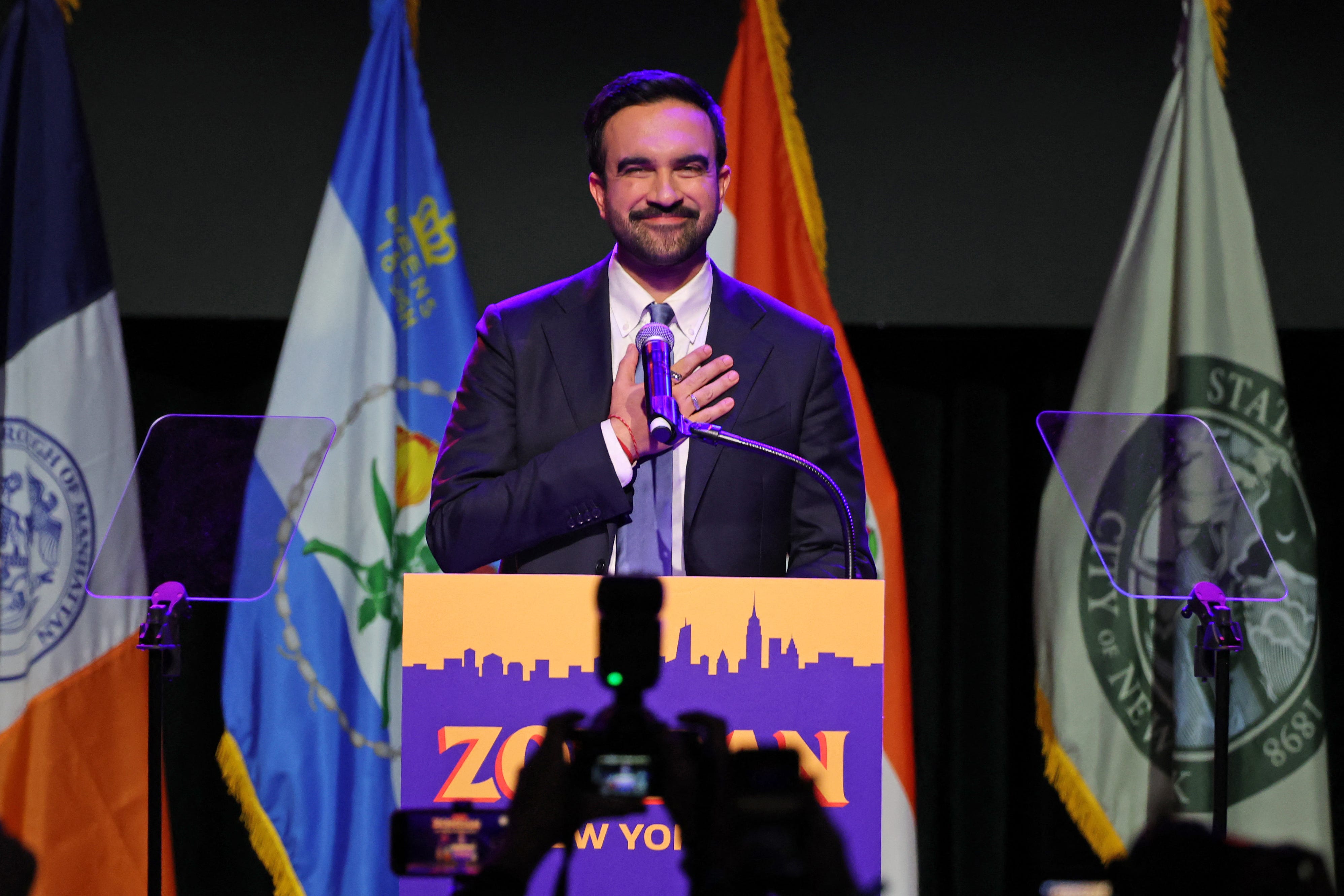 Zohran Mamdani gives his victory speech after winning the New York City mayoral election.
