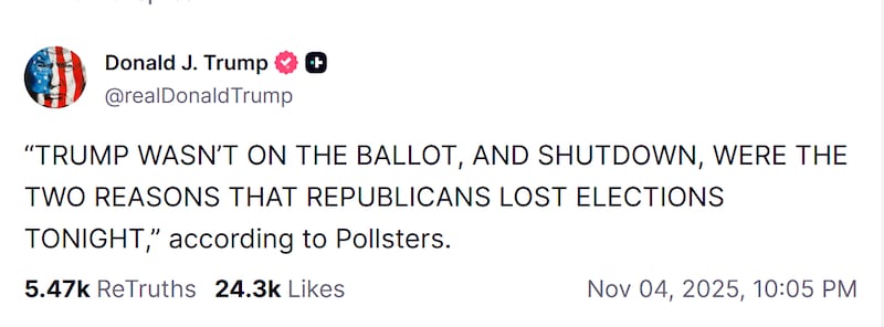 Trump offers case for Republican disappointment in 2025 elections.