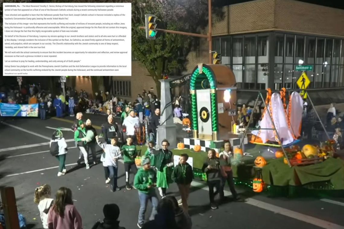 Pa. church apologizes for Halloween float featuring phrase from Auschwitz gates: ‘Profoundly offensive’