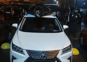 Police seize Russian drone from roof of sedan parked in residential area