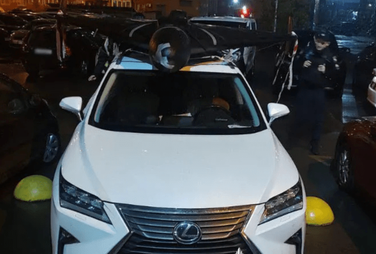 Police seize Russian drone from roof of sedan parked in residential area
