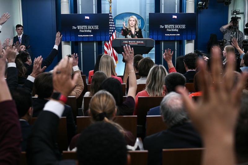 White House Press Secretary Karoline Leavitt takes questions during a press briefing