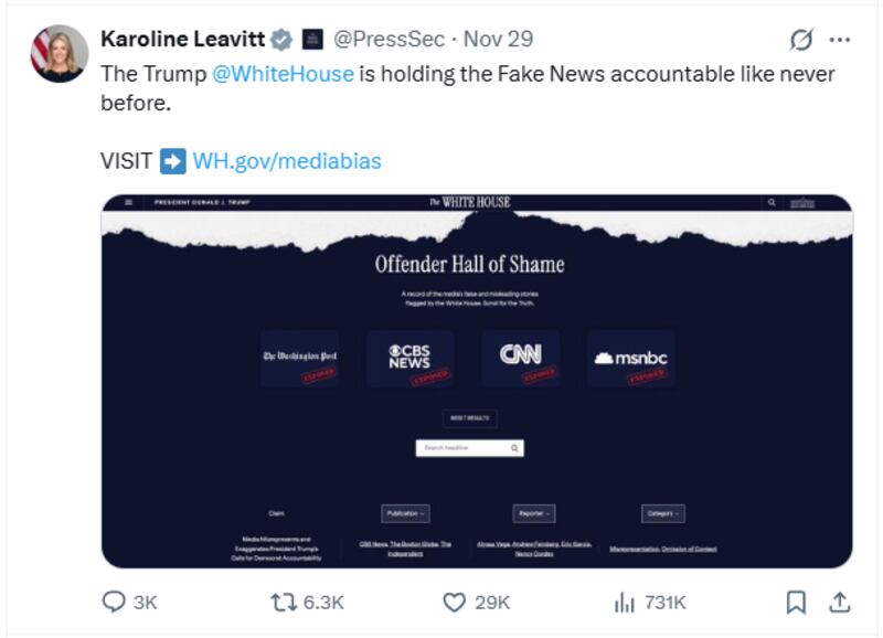 The White House Media Bias website.