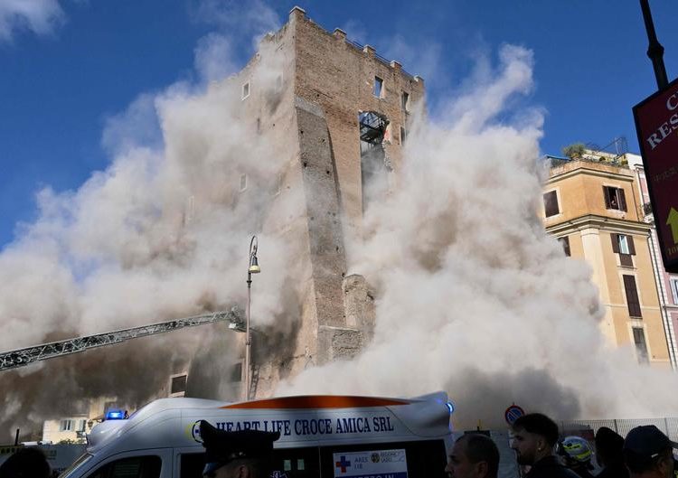 Rome tower collapse near Colosseum leaves one trapped