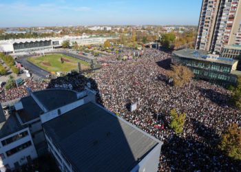 Serbia marks anniversary of deadly train station disaster with large rally