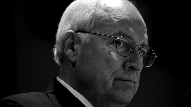 Black-and-white photograph of Dick Cheney