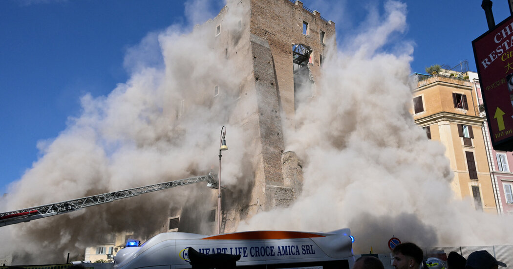 Torre dei Conti Partially Collapses in Rome, Causing Injuries
