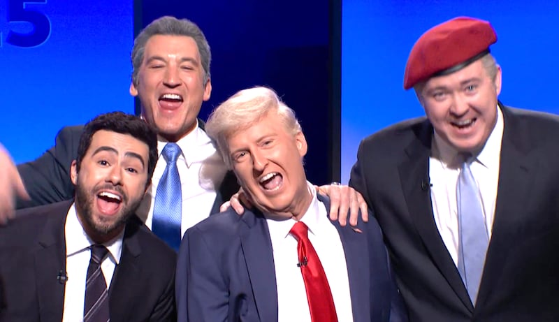 Saturday Night Live, Ramy Youssef as Mamdani, Miles Teller as Cuomo, James Austin Johnson as Trump, Shane Gillis as Sliwa.
