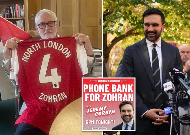 UK ex-Labour Party leader Jeremy Corbyn, accused of antisemitism, mans the phones for Zohran Mamdani