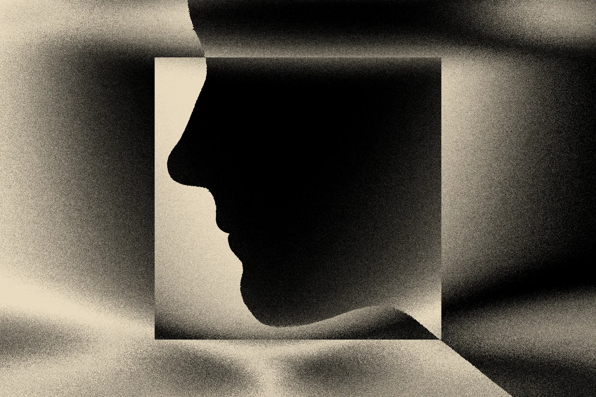 Black-and-white illustration of a person listening