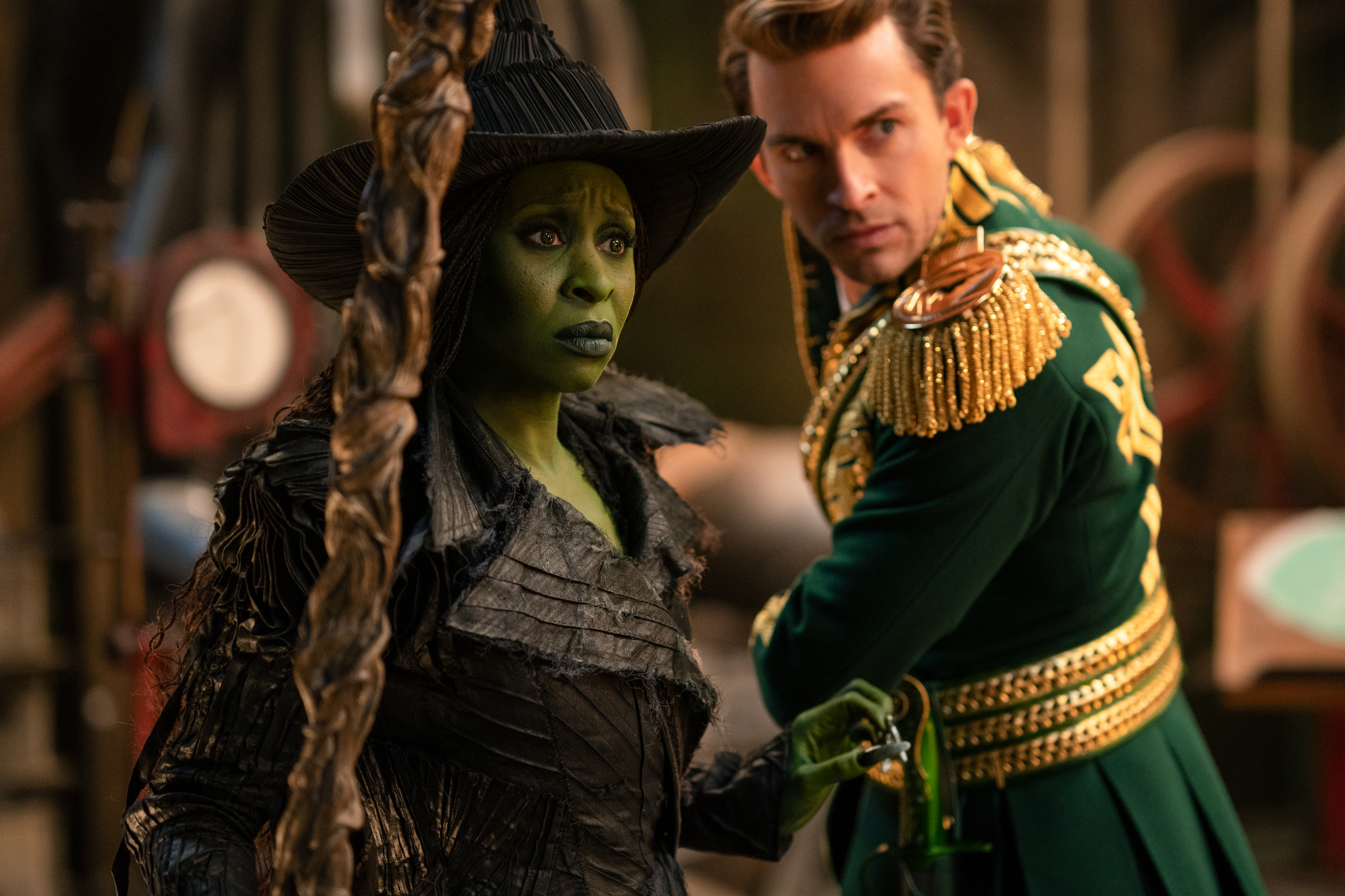 Cynthia Erivo as Elphaba and Jonathan Bailey as Fiyero in 'Wicked: For Good.'