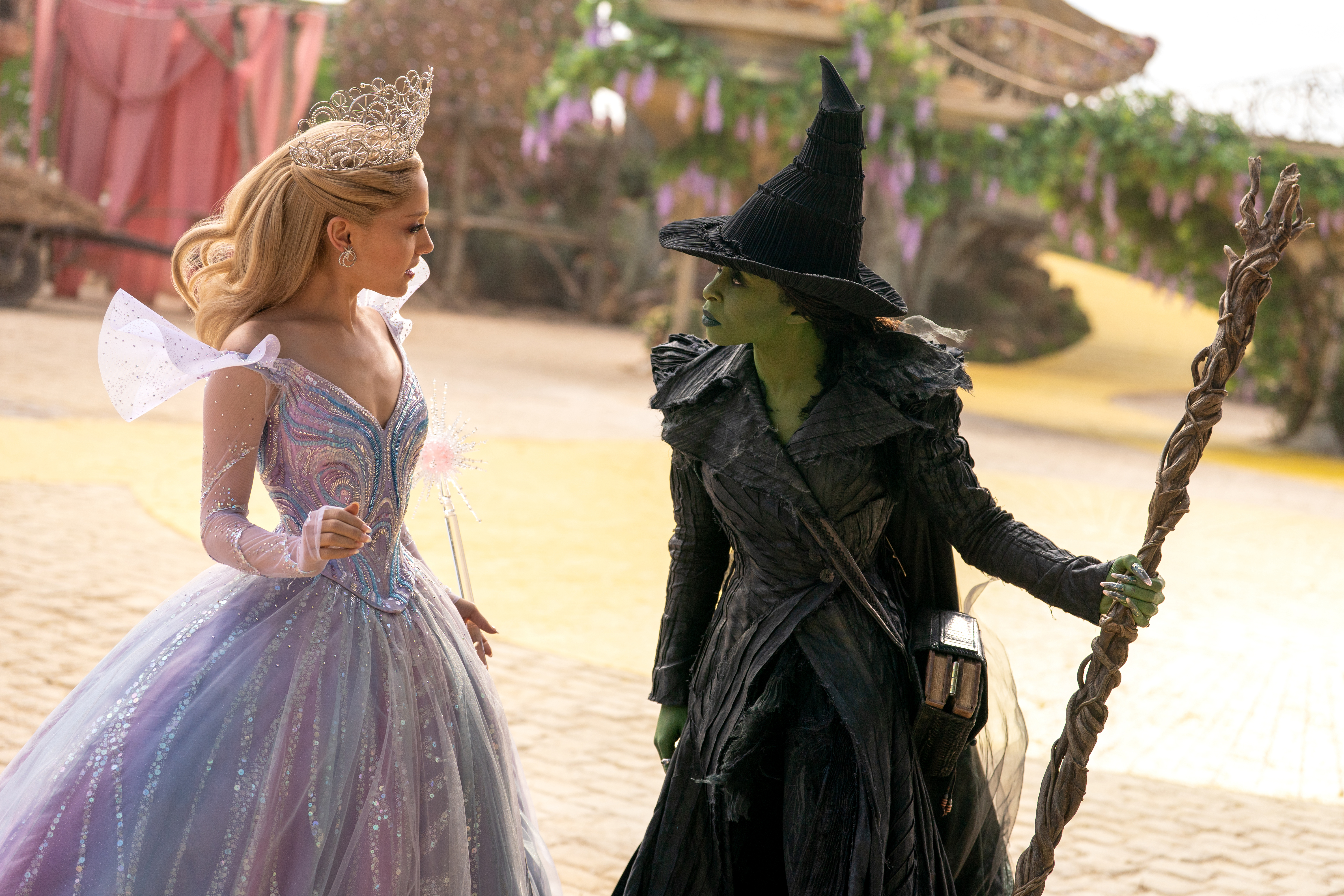 Ariana Grande as Glinda and Cynthia Erivo as Elphaba in 'Wicked: For Good.'