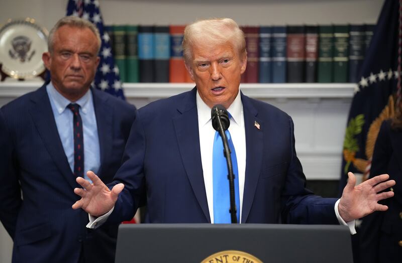 WASHINGTON, DC - SEPTEMBER 22: U.S. President Donald Trump answers questions after making an announcement on “significant medical and scientific findings for America’s children” in the Roosevelt Room of the White House on September 22, 2025 in Washington, DC. Federal health officials suggested a link between the use of acetaminophen during pregnancy as a risk for autism, although many health agencies have noted inconclusive results in the research. (Photo by Andrew Harnik/Getty Images)
