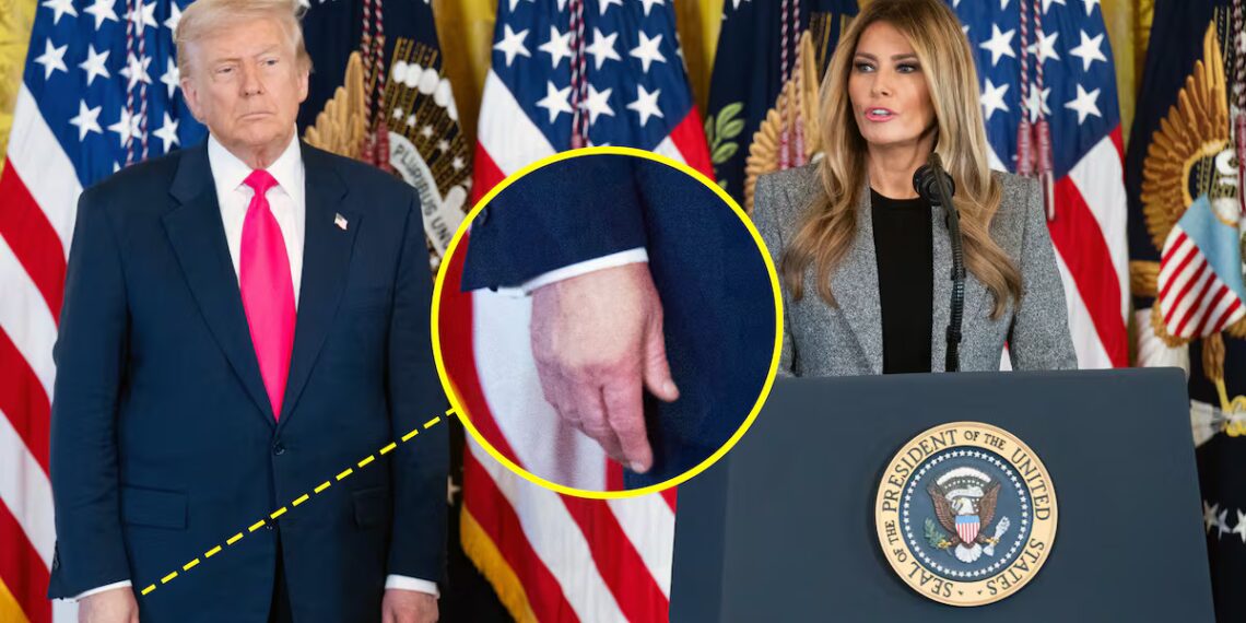 Trump, 79, Wears Hand Makeup for Melania Speech