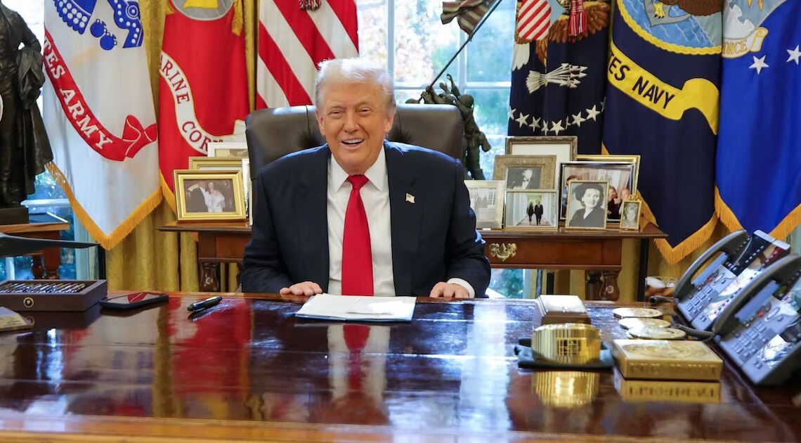 Trump Seals Trade Deal After Getting Massive Gold Tchotchke