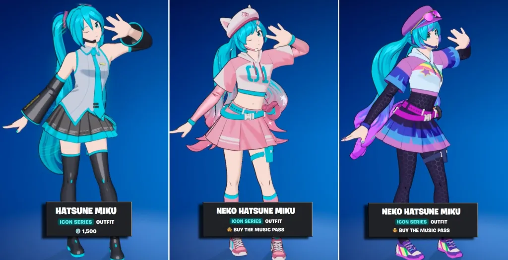 All Hatsune Miku Fortnite Skins