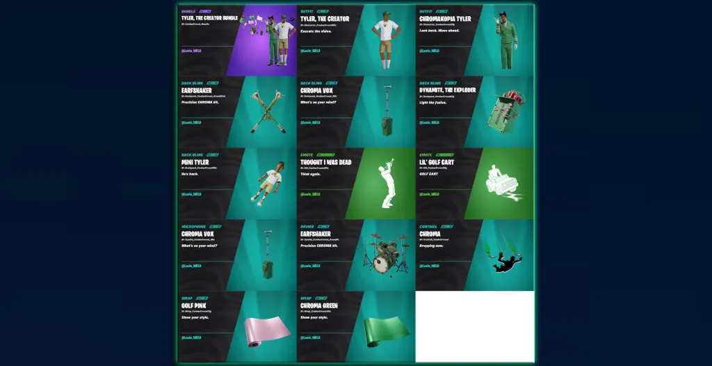 All Tyler the Creator Fortnite Bundle Items