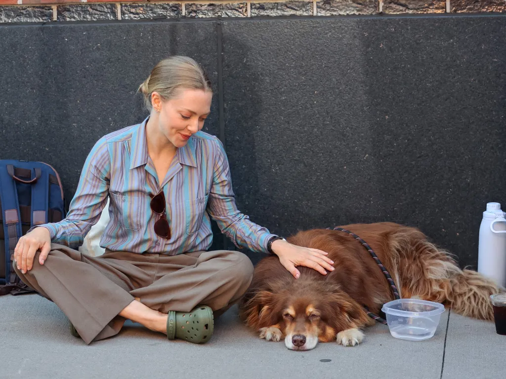 Amanda Seyfried is seen on the film set of 