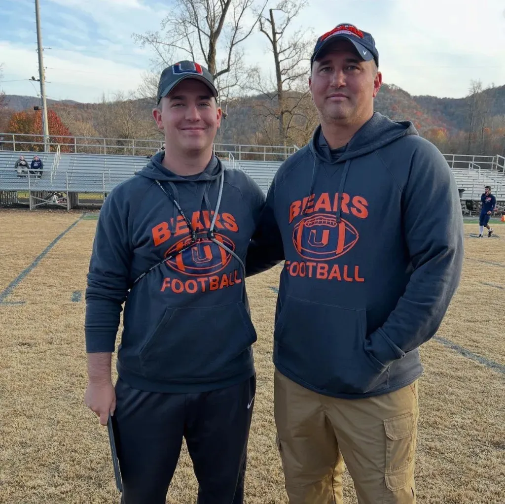 Travis Turner and his son Bailey, coaches at Union High School in Virginia.