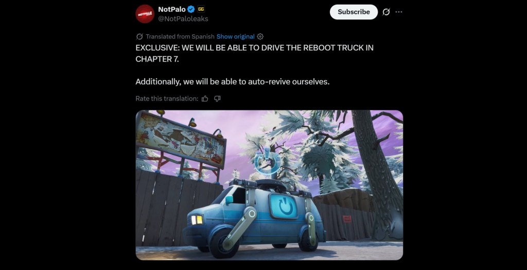 Fortnite Chapter 7 Leak Reboot Vans & Self-Revive