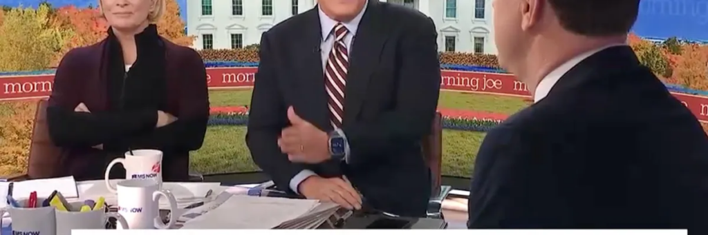 ‘He didn’t say it!’ Morning Mika rushes to deflect as furious husband almost drops F-bomb