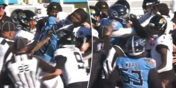 Fight breaks out in Titans-Jaguars after hard hit on Trevor Lawrence