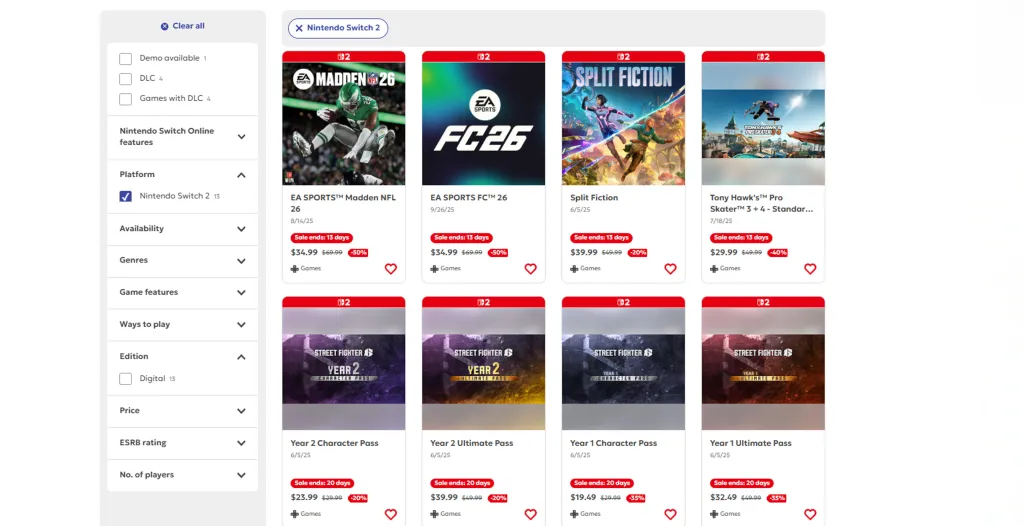 Nintendo Cyber Deals Switch 2 Games On Sale
