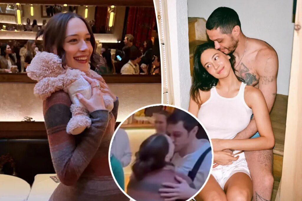 Pete Davidson kisses pregnant girlfriend Elsie Hewitt at bunny-themed baby shower